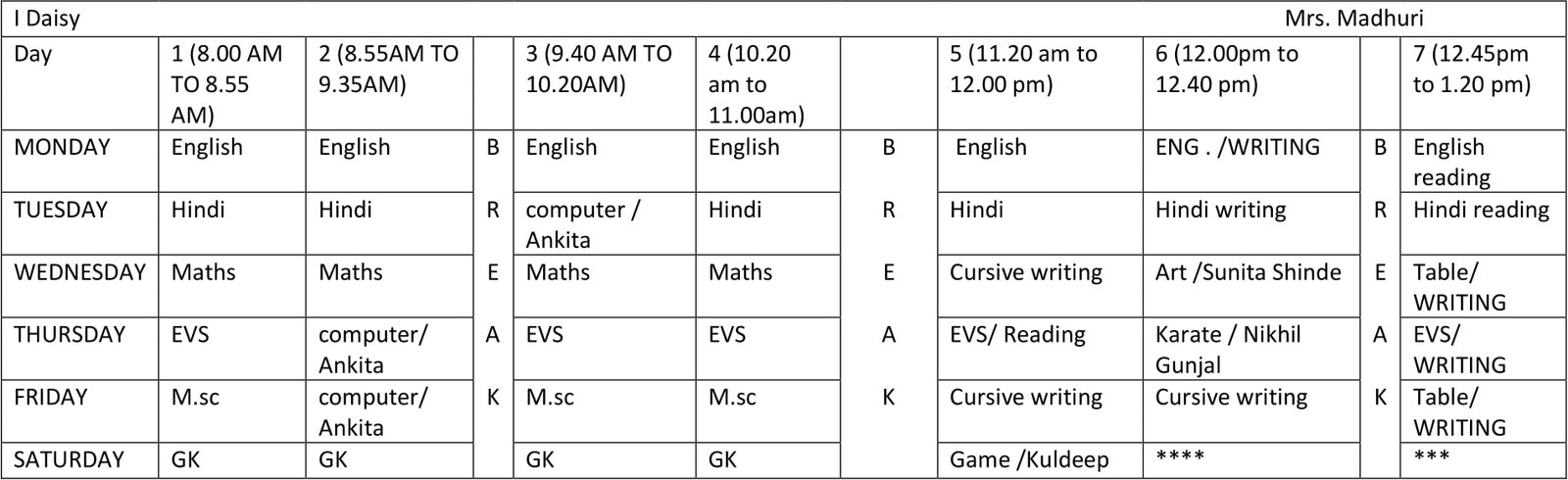 Time Table 2024-25